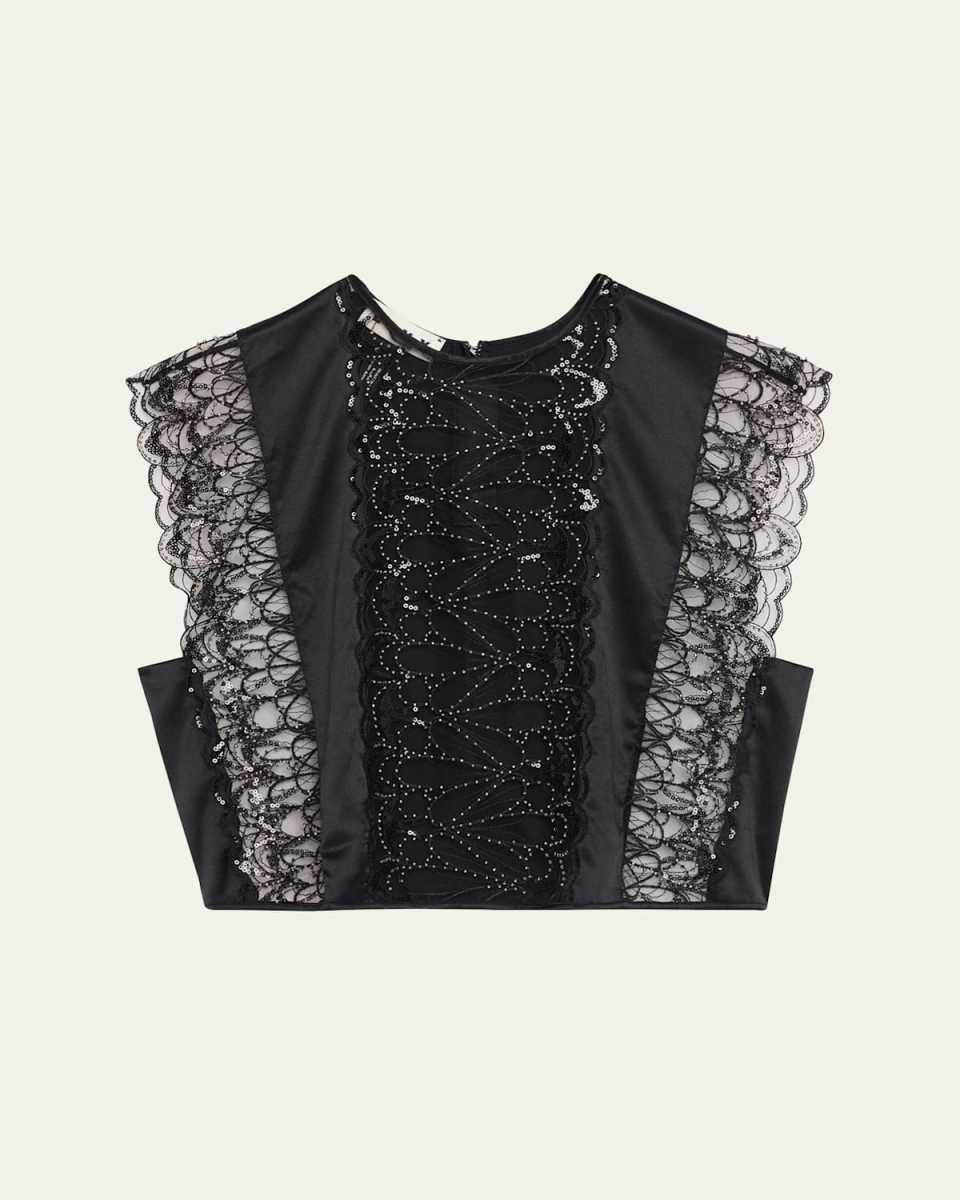 Paradis Bead-Embroidered Sheer Top
